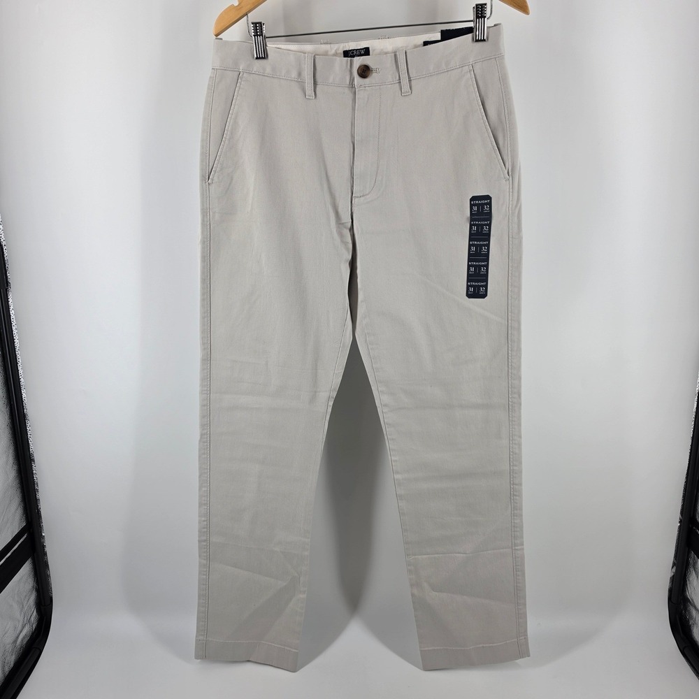 J.Crew Flex Straight Fit Chinos Mens 31x32 Stone Khaki Cotton Blend H3186 NWT